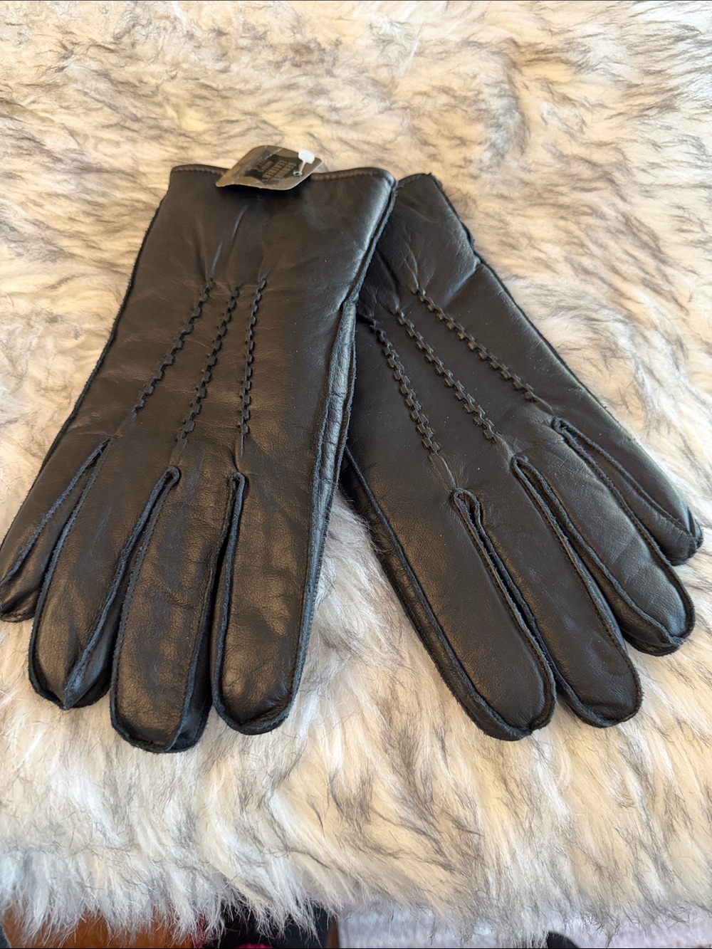 NEW Men's Black Leather Gloves - Classic Stitch Detail